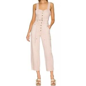 Ulla Johnson Jonah Jumpsuit Sweetbriar Pink Denim Overalls Cross Back Sz 2